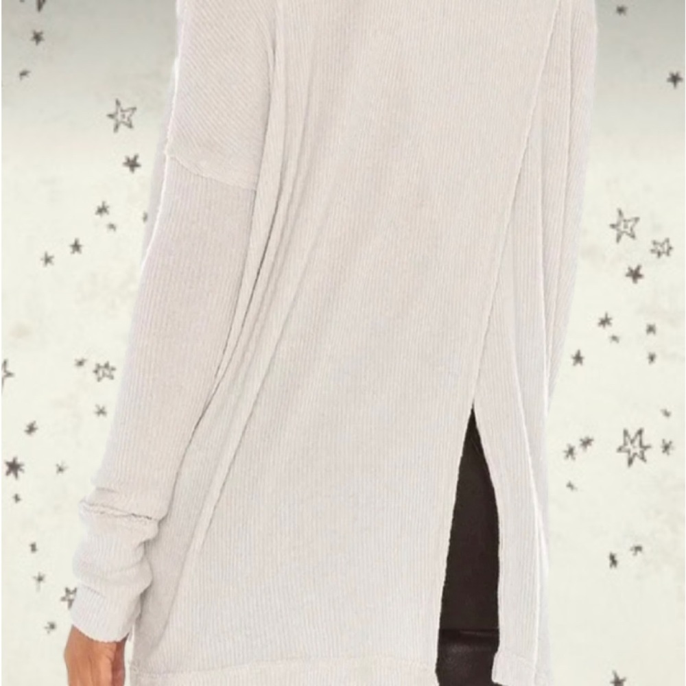 NWOT Free People Cream Ribbed Cowl Neck Oversized Open Back Sweater: Size S - Picture 2 of 6